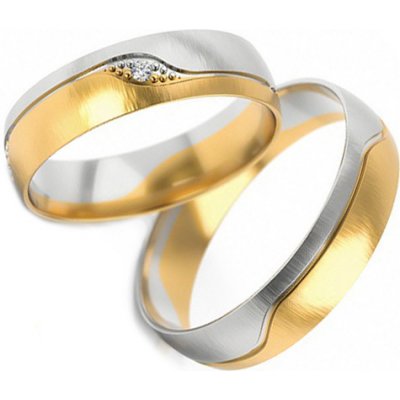 iZlato Forever Svatební kombinované snubní prstýnky s kamínkem STOB301 – Zboží Mobilmania