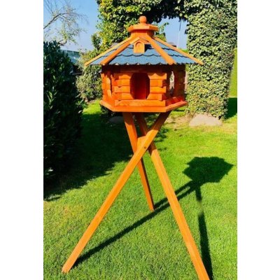 Darlux Ptačí budka dřevěná velikost M modrá včetně stojanu – Sleviste.cz