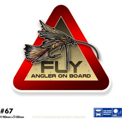 4anglersdesign Rybářská samolepka na auto Muškař na palubě – Zboží Živě