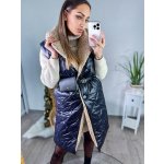 Dlouhá vesta s kožešinou a kapsičkou černá – Zboží Mobilmania