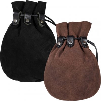 Mythrojan Semišový kožený měšec se šňůrkou Hnědý/Černý na opasek – Zboží Dáma