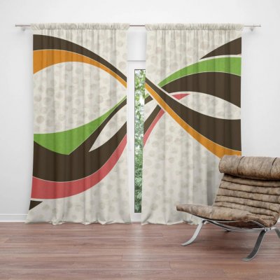 Sablio Závěs Retro abstrakce: 2ks 140x250cm – Hledejceny.cz