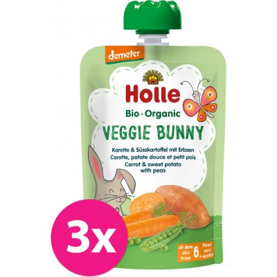 HOLLE Veggie Bunny BIO pyré mrkev batáty a hrášek 6+ 3 x 100 g – Zboží Mobilmania