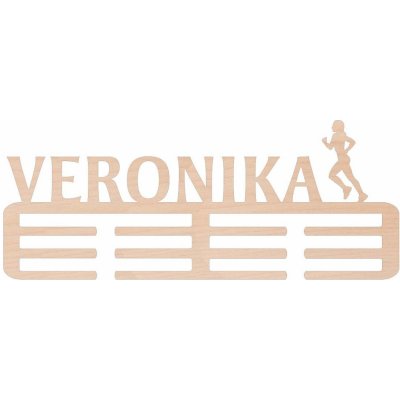 ČistéDřevo Dřevěný věšák na medaile běh Zvolte Žena – Zboží Dáma