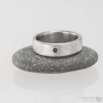 Prima a černý diamant dřevo Snubní prsten kovaná ocel damasteel S1470 – Zboží Mobilmania