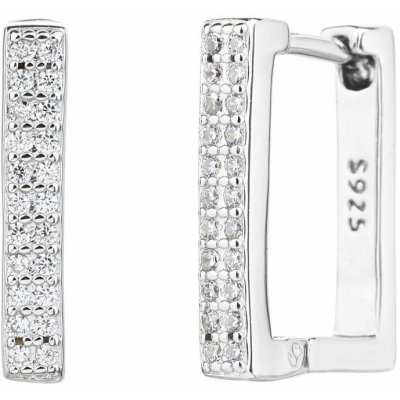 NUBIS Stříbrné hranaté náušnice se zirkony - NB-3084 – Zboží Mobilmania