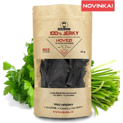 Usušil & Syn 100% Jerky Hovězí s koriandrem 50 g – Zboží Dáma
