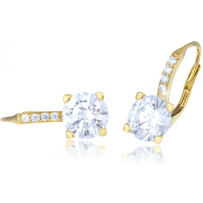 Gemmax Jewelry luxusní zlaté s velkými čirými zirkony GLEYB1744Tz
