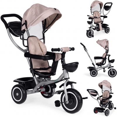 ECOTOYS 2v1 s otočným sedadlem a skládací stříškou béžová – Sleviste.cz