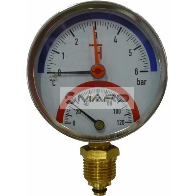 Thermis Termomanometr spodní 3081 ø 80mm, 1/2", 0-120°C/0-6 bar TERM 3081 – Sleviste.cz