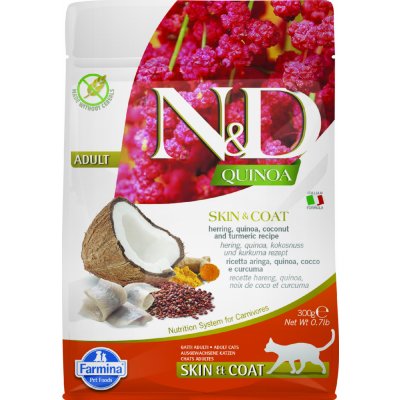 N&D GF Cat Adult Quinoa Skin&Coat Herring & Coconut 0,3 kg – Hledejceny.cz