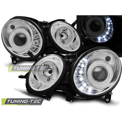 PŘEDNÍ SVĚTLA MERCEDES W211, E-CLASE, 2006-2009, LED DAYLIGHT, CHROM – Zboží Mobilmania
