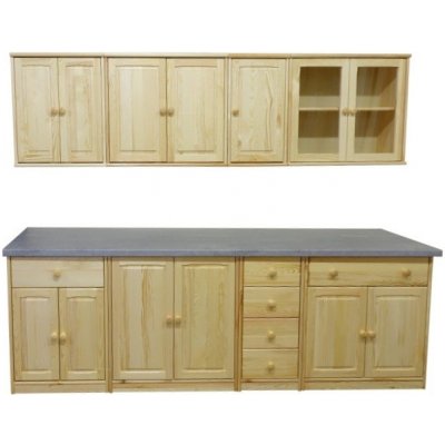 Nábytek z lesa NZL1- Kuchyňská linka 260 cm masiv borovice – Zboží Dáma
