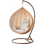 Garden Line VĚŠÍ KRESLO XL HNĚDÉ BÉŽOVÝ POLŠTÁŘ HNĚDÝ RÁM 0193 – Zboží Mobilmania