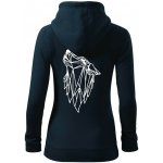 Geometrie vlk vyjící dámská mikina trendy zipper s kapucí Námořní modrá téměř černá – Hledejceny.cz