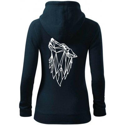 Geometrie vlk vyjící dámská mikina trendy zipper s kapucí Námořní modrá téměř černá – Hledejceny.cz