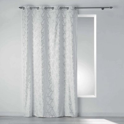 Douceur d'intérieur Okenní závěs BERYL, 140 x 240 cm, bílá s moderním vzorem šedá – Hledejceny.cz