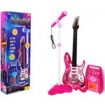 RKToys ISO rocková elektrická kytara zesilovač a mikrofon růžová – Zboží Mobilmania