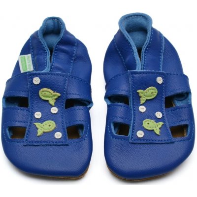 Hopi Hop kožené capáčky Barefoot Rybičky modré – Zboží Dáma