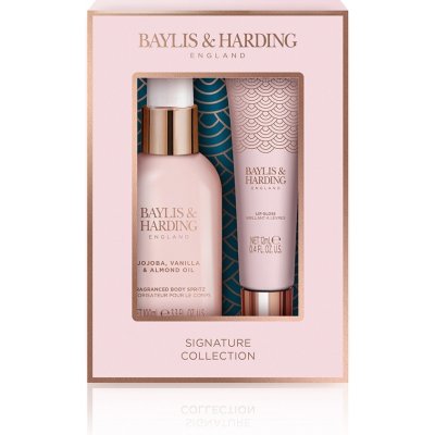 Baylis & Harding Jojoba, vanilka a mandlový olej tělový sprej 120 ml + lesk na rty 12 ml dárková sada