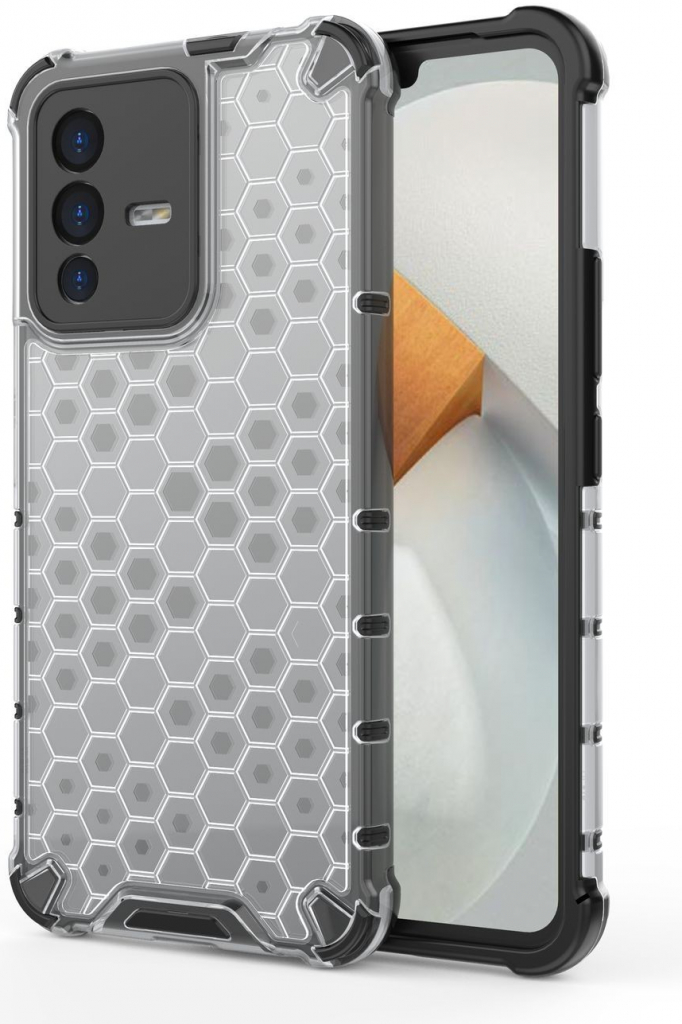 Pouzdro Honeycomb pancéřové se silikonovým rámem Vivo V23 5G čiré