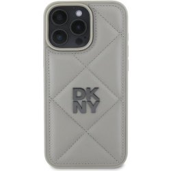 DKNY PU Leather Quilted Stack Logo Zadní Kryt pro iPhone 16 Pro Max Grey