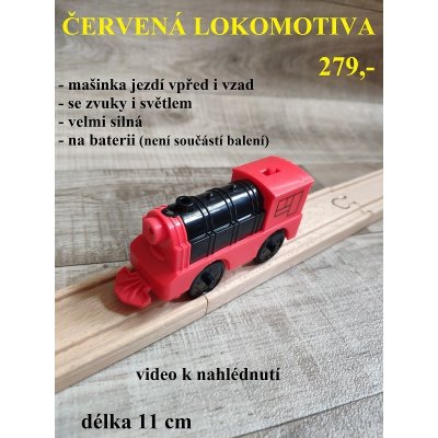 Bigjigs Červená lokomotiva s tendrem