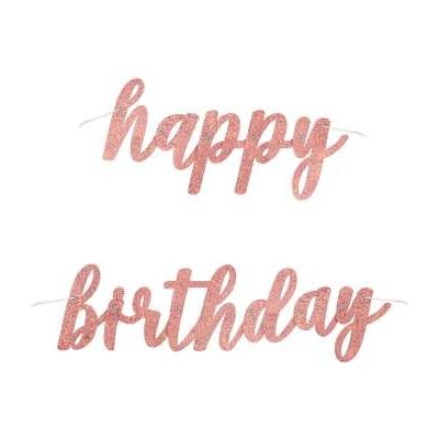 Party nápis Glitz rosegold lesklý Happy Birthday 84 cm – Zboží Dáma