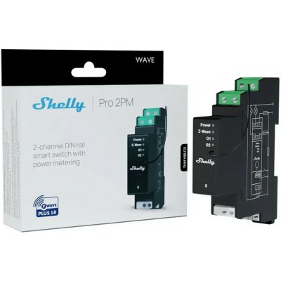 Shelly Wave Pro 2PM LR spínací modul s měřením spotřeby 2x 16A (Z-Wave Long Range) SHELLY-WAVE-PRO-2PM-LR – Zboží Mobilmania