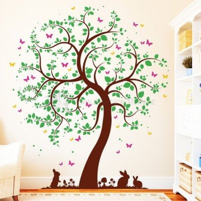 dekorace-steny.cz 698 - Dekorace na zeď - Barevný strom - 120 x 140 cm