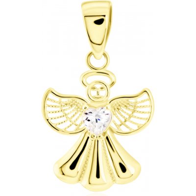 Gemmax Jewelry přívěsek Anděl se zirkonem tvaru srdce a filigrány GLPYB 01545