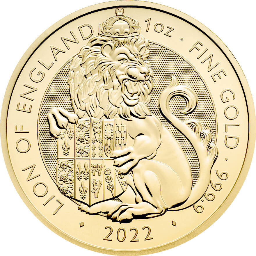 The Royal Mint zlatá mince The Lion of England The Royal Tudor Beasts Royal Mint 2022 1 oz