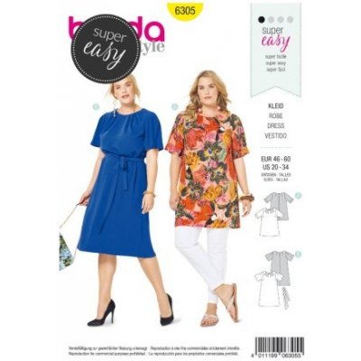Střih Burda číslo 6305 na volné šaty a tuniku pro plnoštíhlé – Sleviste.cz