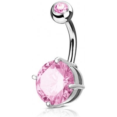 Šperky4U piercing do pupíku růžový kámen WP01029-P – Zboží Mobilmania