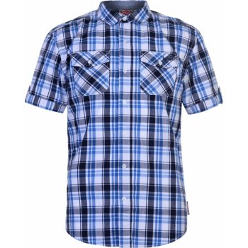 Lee Cooper ss check shirt pánské White navy blue