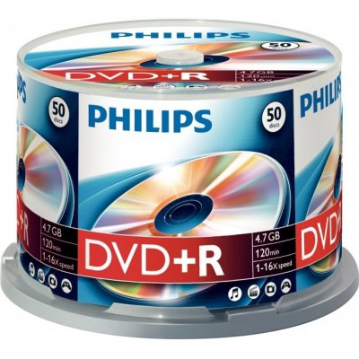 Philips DVD+R 4,7GB, 16x, cakebox, 50ks (DR4S6B50F/00)