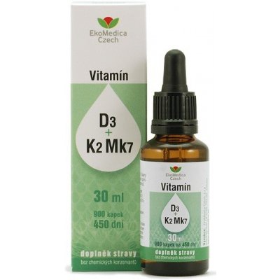 EkoMedica Vitamín D3 + K2Mk7 v kapkách 30 ml