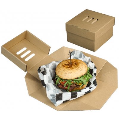 Think`n green Box na hamburger ový rozkládací kraft TnG 130 130 100mm – Zboží Mobilmania