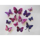 Nalepte.cz 3D dekorace motýlci růžová fialová 12 ks 12 ks 5 až 12 cm