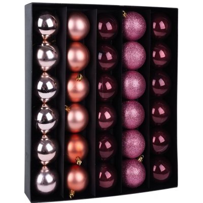 MagicHome Koule 30 ks měděno růžové mix na vánoční stromek 6 cm ST2171329 – Hledejceny.cz