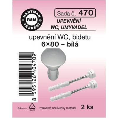 HARTMAN sada k upevnění WC a bidetů, 6*80mm, bílá, sada č. 470 – Zbozi.Blesk.cz