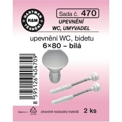 HARTMAN sada k upevnění WC a bidetů, 6*80mm, bílá, sada č. 470 – Zboží Mobilmania