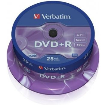 Verbatim DVD+R 4,7GB 16x, Advanced AZO+ printable, cakebox, 50ks (43512)