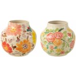 2ks béžová keramická váza s květy Lacy Flower - Ø22*21cm - J-Line by Jolipa – Hledejceny.cz