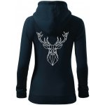 Geometrie Jelen velký dámská mikina trendy zipper s kapucí Námořní modrá velmi tmavá téměř černá – Hledejceny.cz