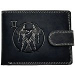 Luxusní kožená peněženka s horoskopem Blíženci černá – Zboží Mobilmania