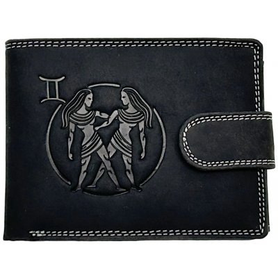 Luxusní kožená peněženka s horoskopem Blíženci černá – Zboží Mobilmania