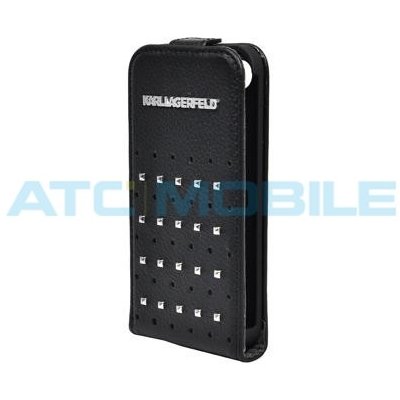 Pouzdro Karl Lagerfeld Trendy iPhone 4/4S - otevírací s cvočky černé – Zboží Mobilmania