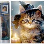 Norimpex Diamantový obrázek Kočka v klobouku 30 x 40 cm 2000890 – Sleviste.cz