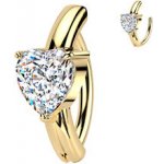 Šperky4U zlacený piercing do pupíku se srdíčkem WP0092-GD – Zboží Dáma